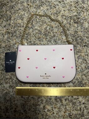 Kate Spade Madison Pochette in Pink with heart studs